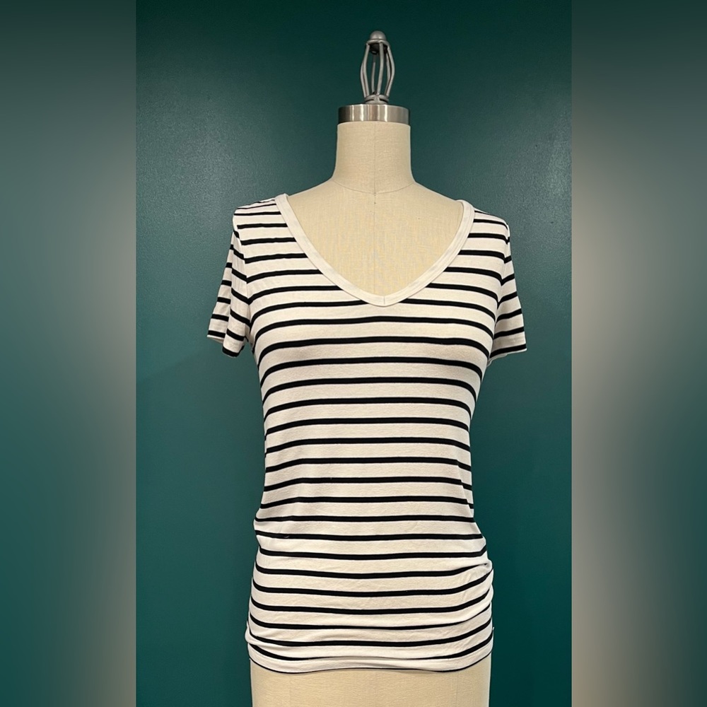 Merona black and white striped T-shirt, sz XS
